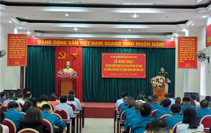 Khai mạc Hội thao Quốc phòng và Hội thao thể dục thể thao lực lượng Dân quân tự vệ quận Thanh Xuân năm 2020
