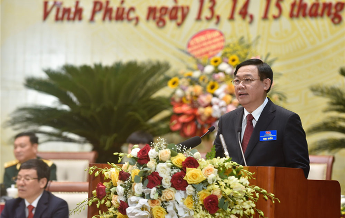 Đồng chí Vương Đình Huệ dự và chỉ đạo tại Đại hội Đảng bộ tỉnh Vĩnh Phúc