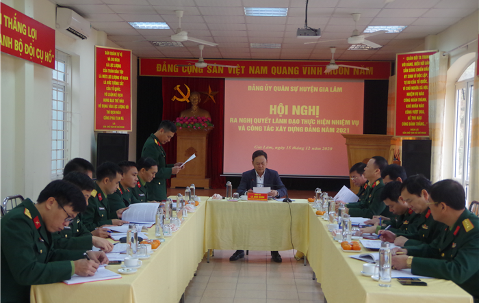 Đảng ủy Quân sự huyện Gia Lâm ra Nghị quyết lãnh đạo thực hiện nhiệm vụ và công tác xây dựng Đảng năm 2021