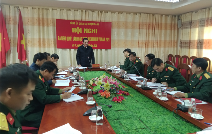 Hội nghị ra Nghị quyết lãnh đạo thực hiện nhiệm vụ năm 2021 của Đảng ủy Quân sự Huyện