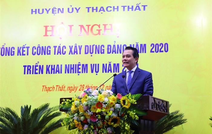 Chủ nhiệm Uỷ ban Kiểm tra Thành uỷ dự Hội nghị tổng kết công tác xây dựng Đảng năm 2020 tại Huyện uỷ Thạch Thất