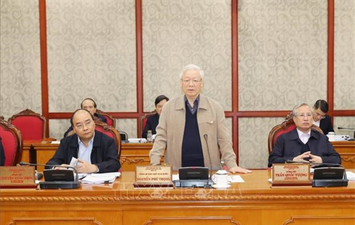 Tổng Bí thư, Chủ tịch nước Nguyễn Phú Trọng chủ trì cuộc họp tiếp thu ý kiến đóng góp vào dự thảo các Văn kiện Đại hội XIII