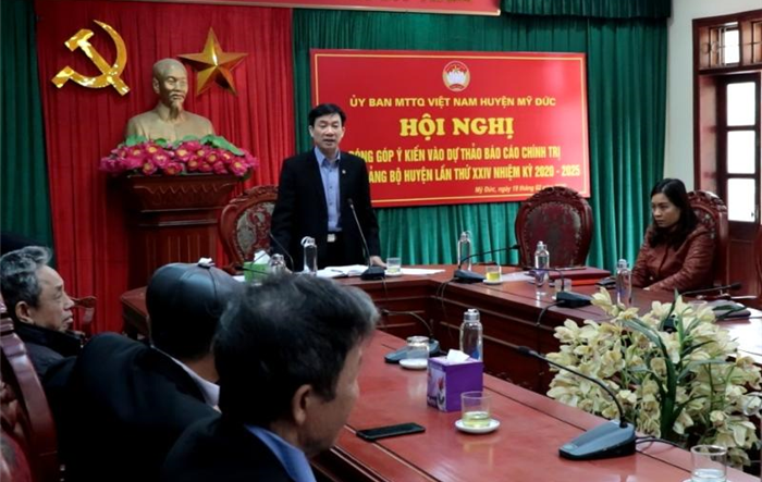 Đóng góp ý kiến vào dự thảo Báo cáo Chính trị Đại hội Đảng bộ huyện Mỹ Đức lần thứ XXIV, nhiệm kỳ 2020-2025