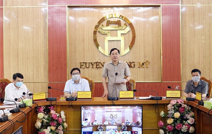 Huyện Chương Mỹ giao ban trực tuyến về công tác phòng, chống dịch Covid-19 với các xã, thị trấn