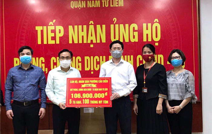 Quận Nam Từ Liêm tiếp tục nhận được nhiều sự ủng hộ cho công tác phòng, chống dịch Covid-19