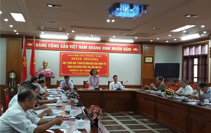 Đóng góp ý kiến vào dự thảo Báo cáo chính trị trình Đại hội Đảng bộ huyện Phúc Thọ lần thứ XXI, nhiệm kỳ 2020-2025