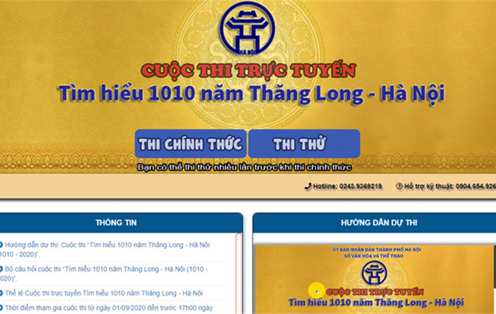 Khởi động Cuộc thi trực tuyến ''Tìm hiểu 1010 năm Thăng Long - Hà Nội'' từ ngày 01-9