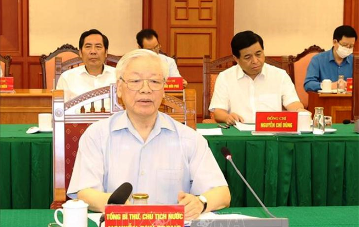 Tổng Bí thư, Chủ tịch nước Nguyễn Phú Trọng chủ trì họp Tiểu ban Văn kiện Đại hội XIII của Đảng