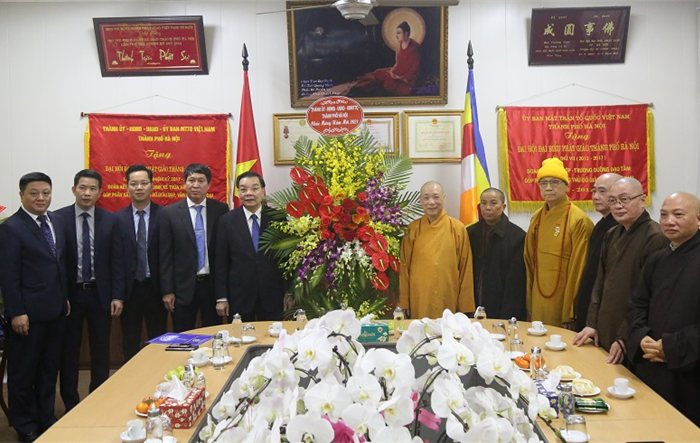 Chủ tịch UBND Thành phố Chu Ngọc Anh chúc Tết Giáo hội Phật giáo Việt Nam thành phố Hà Nội