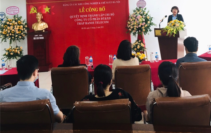 Lễ công bố quyết định thành lập Chi bộ Công ty Cổ phần Đầu tư và Xây dựng Tháp HANOI TELECOM