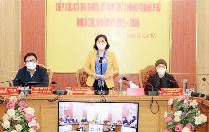 Phó Bí thư Thường trực Thành ủy Nguyễn Thị Tuyến tiếp xúc cử tri huyện Chương Mỹ