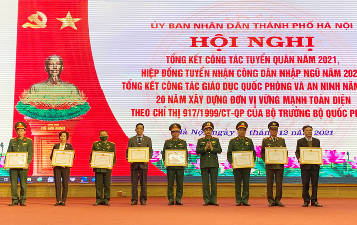 Tổng kết công tác tuyển quân năm 2021, hiệp đồng tuyển nhận công dân nhập ngũ năm 2022; tổng kết công tác giáo dục quốc phòng - an ninh năm 2021
