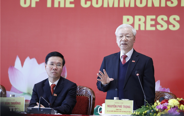 Tổng Bí thư, Chủ tịch nước Nguyễn Phú Trọng chủ trì  họp báo thông tin về kết quả Đại hội XIII