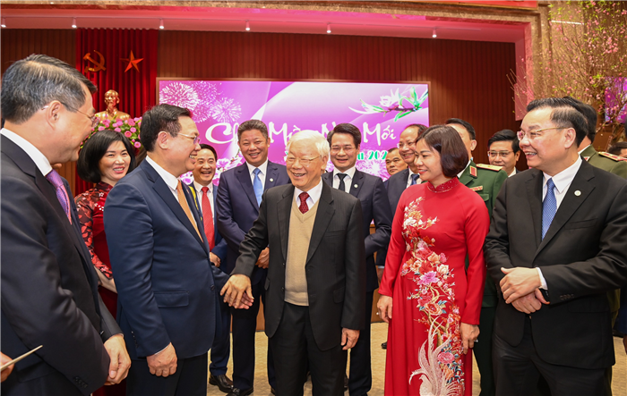 Tổng Bí thư, Chủ tịch nước Nguyễn Phú Trọng chúc Tết Đảng bộ, chính quyền và nhân dân Hà Nội