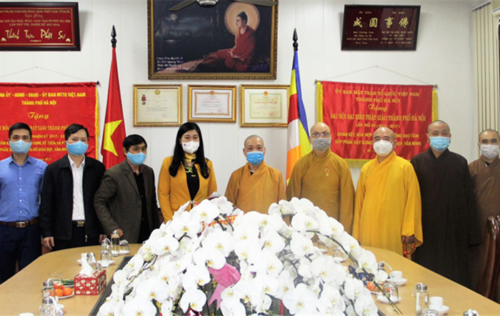 Chủ tịch Ủy ban MTTQ Việt Nam Thành phố thăm, chúc Tết Giáo hội Phật giáo Việt Nam thành phố Hà Nội