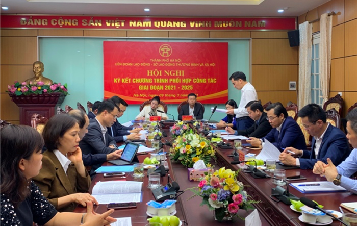 Liên đoàn Lao động Thành phố Hà Nội và Sở Lao động - Thương binh và Xã hội ký kết Chương trình phối hợp công tác giai đoạn 2021-2025