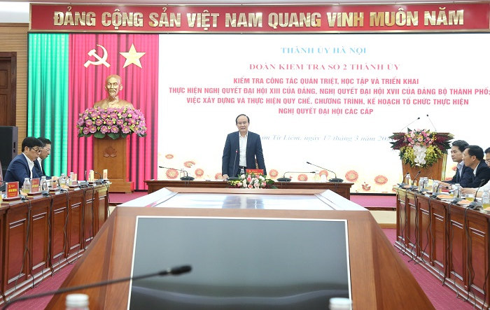 Thành ủy Hà Nội:  Kiểm tra quán triệt, học tập và triển khai Nghị quyết của Đảng tại quận Nam Từ Liêm
