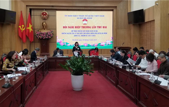 Quận Ba Đình tổ chức Hội nghị hiệp thương lần hai lập danh sách sơ bộ những người ứng cử đại biểu HĐND Quận