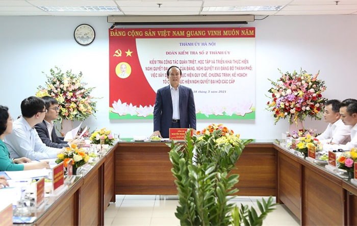 Kiểm tra triển khai thực hiện các Nghị quyết của Đảng tại Tổng Công ty Đầu tư phát triển hạ tầng đô thị Hà Nội