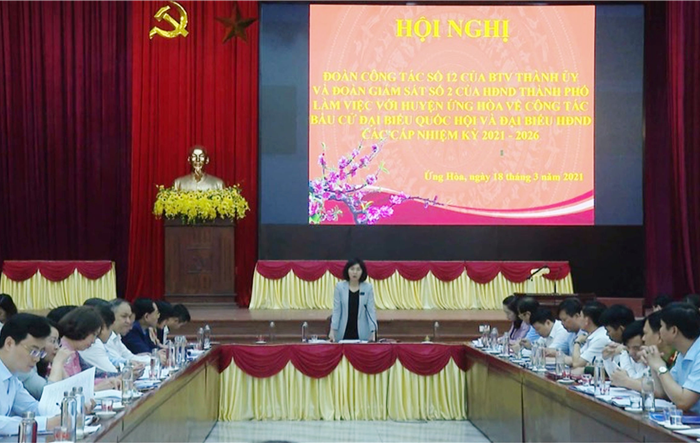 Đoàn Kiểm tra số 12 của Thành ủy kiểm tra công tác bầu cử tại huyện Ứng Hòa