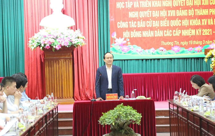 Đồng chí Nguyễn Ngọc Tuấn kiểm tra triển khai Nghị quyết của Đảng và công tác bầu cử tại huyện Thường Tín