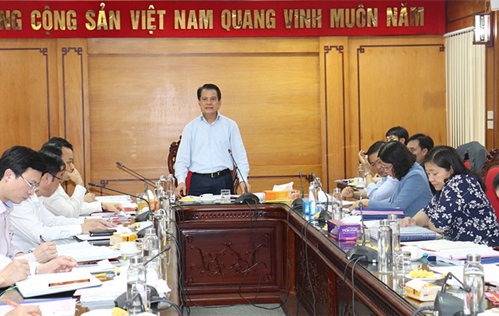 Chủ nhiệm Ủy ban Kiểm tra Thành ủy Hoàng Trọng Quyết làm việc với Huyện ủy Thạch Thất