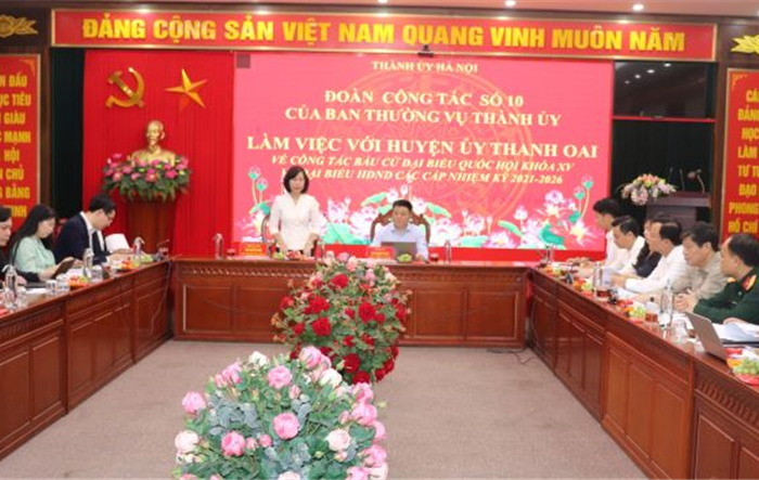 Trưởng Ban Tuyên giáo Thành ủy làm việc với Huyện ủy Thanh Oai về công tác bầu cử 
