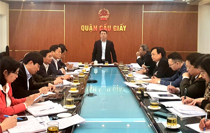Đoàn công tác số 13 của Ban Thường vụ Thành ủy Hà Nội kiểm tra công tác bầu cử tại quận Cầu Giấy