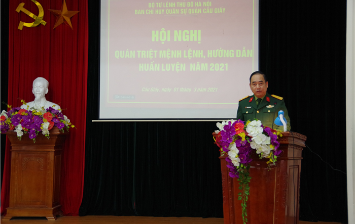Ban Chỉ huy Quân sự quận Cầu Giấy quán triệt nhiệm vụ huấn luyện, chỉ tiêu thi đua trong huấn luyện năm 2021