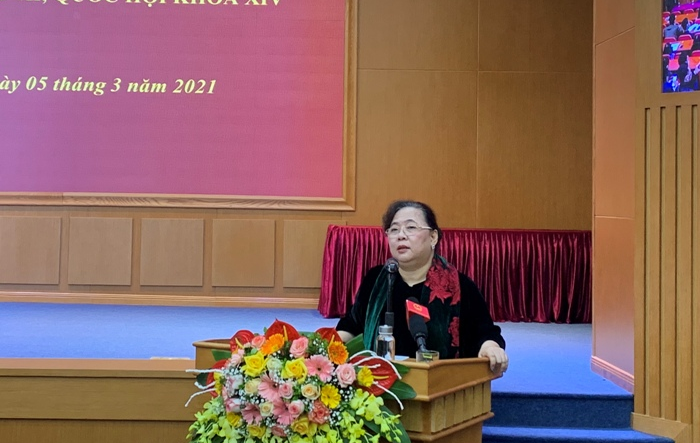 Phó Trưởng đoàn Thường trực Đoàn đại biểu Quốc hội Thành phố Nguyễn Thị Bích Ngọc tiếp xúc cử tri các quận Hà Đông, Cầu Giấy, Thanh Xuân 