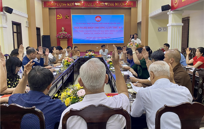 Hội nghị hiệp thương lần thứ ba, chốt danh sách nhân sự giới thiệu ứng cử đại biểu HĐND huyện Sóc Sơn khóa XX, nhiệm kỳ 2021 - 2026