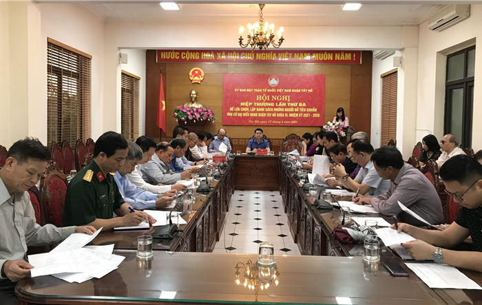 Hội nghị hiệp thương lần thứ ba thống nhất lập danh sách 56 người đủ tiêu chuẩn ứng cử đại biểu HĐND quận Tây Hồ khóa VI, nhiệm kỳ 2021-2026