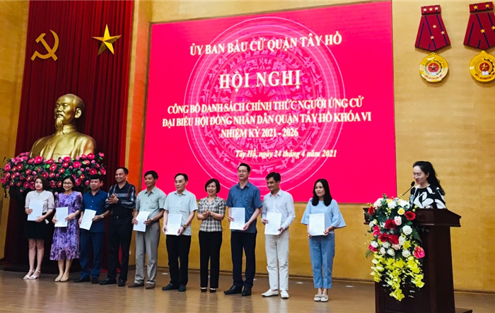 Quận Tây Hồ: Công bố danh sách chính thức người ứng cử đại biểu HĐND quận Tây Hồ khóa VI nhiệm kỳ 2021 – 2026 và triển khai kế hoạch tổ chức hội nghị tiếp xúc cử tri để người ứng cử vận động bầu cử