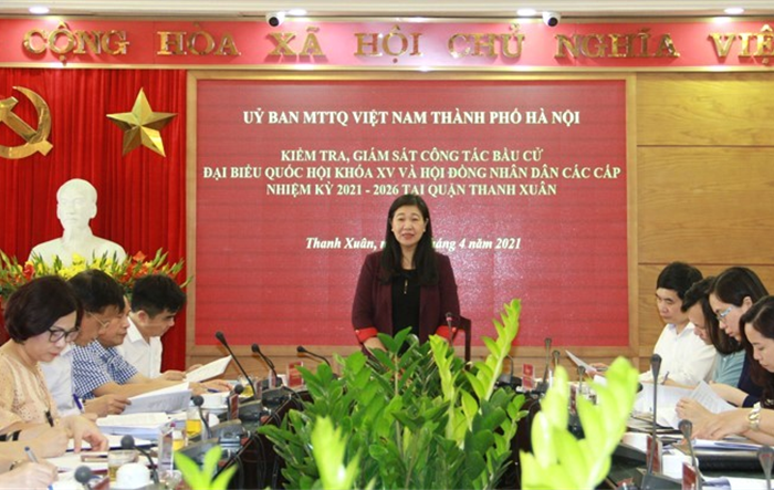 Kiểm tra, giám sát công tác bầu cử đại biểu Quốc hội khóa XV và đại biểu HĐND các cấp nhiệm kỳ 2021-2026 tại quận Thanh Xuân