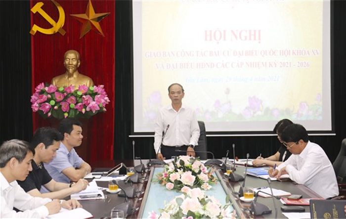 Ủy ban bầu cử huyện Gia Lâm giao ban công tác bầu cử đại biểu Quốc hội khóa XV và đại biểu HĐND các cấp nhiệm kỳ 2021- 2026