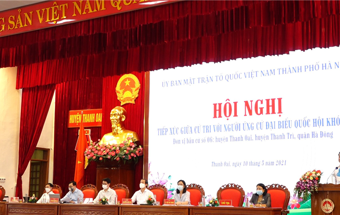 Ứng cử viên đại biểu Quốc hội khóa XV tiếp xúc với cử tri huyện Thanh Oai