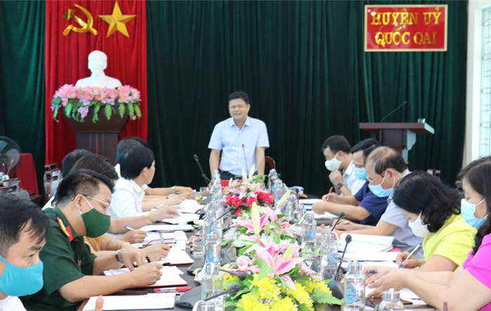 Trưởng ban Tổ chức Thành uỷ làm việc với Ban Thường vụ Huyện uỷ Quốc Oai