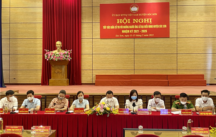 Bí thư Huyện ủy Sóc Sơn Phạm Quang Thanh tiếp xúc cử tri, vận động bầu cử tại đơn vị bầu cử số 7