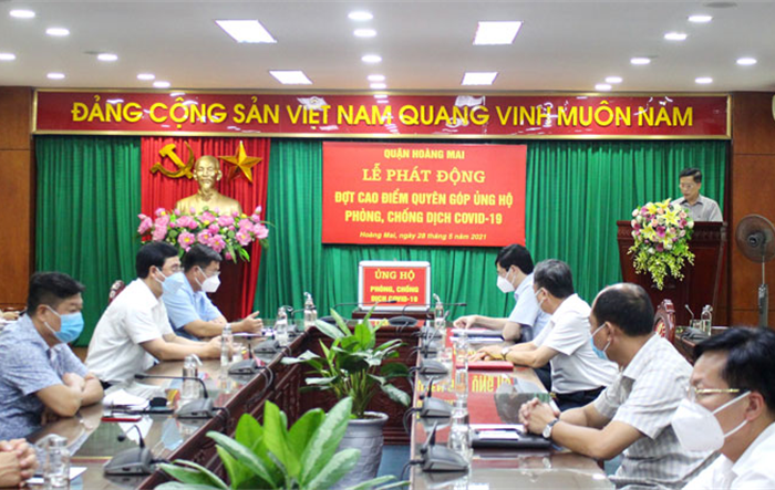 Quận Hoàng Mai phát động đợt cao điểm quyên góp ủng hộ phòng, chống dịch Covid-19