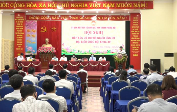 Hội nghị tiếp xúc giữa cử tri huyện Mỹ Đức với người ứng cử Đại biểu Quốc hội