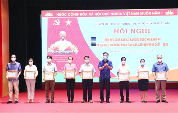 Huyện Gia Lâm tổng kết cuộc bầu cử đại biểu Quốc hội khóa XV và đại biểu HĐND các cấp nhiệm kỳ 2021- 2026