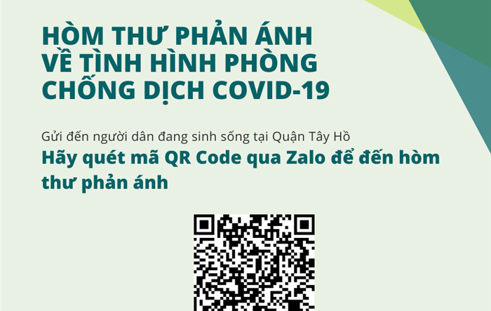 Hòm thư phản ánh về tình hình phòng, chống dịch Covid-19 trên địa bàn quận Tây Hồ