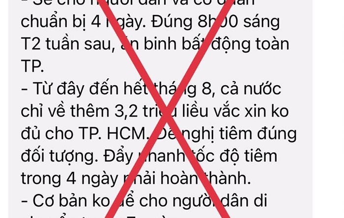 Thông tin "không cho người dân di chuyển trong 7 ngày" là giả mạo 