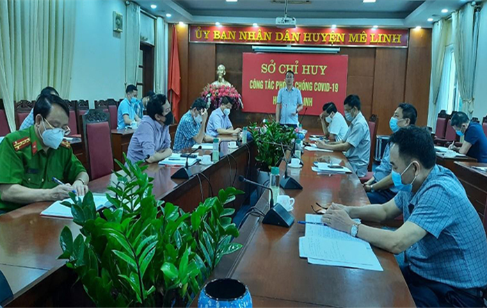 Thường trực Huyện ủy Mê Linh giao ban trực tuyến với Đảng ủy các xã, thị trấn về phòng, chống dịch Covid-19