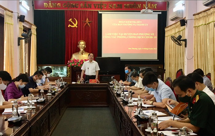 Đoàn kiểm tra số 9 kiểm tra công tác phòng chống dịch covid-19  tại huyện Đan Phượng