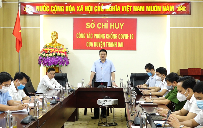 Thanh Oai giao ban trực tuyến với các xã, thị trấn về công tác phòng, chống dịch bệnh Covid-19