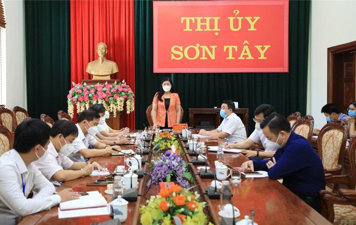 Đoàn kiểm tra số 8 của Thành ủy - kiểm tra công tác phòng, chống dịch Covid-19 tại thị xã Sơn Tây