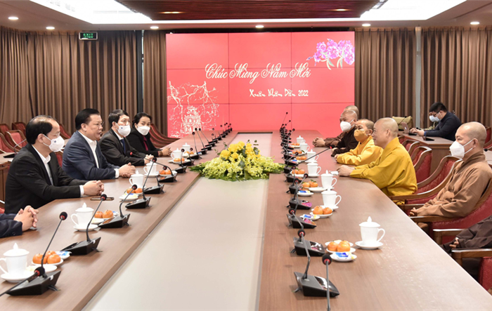 Giáo hội Phật giáo Việt Nam thành phố Hà Nội chúc Tết Đảng bộ Thành phố
