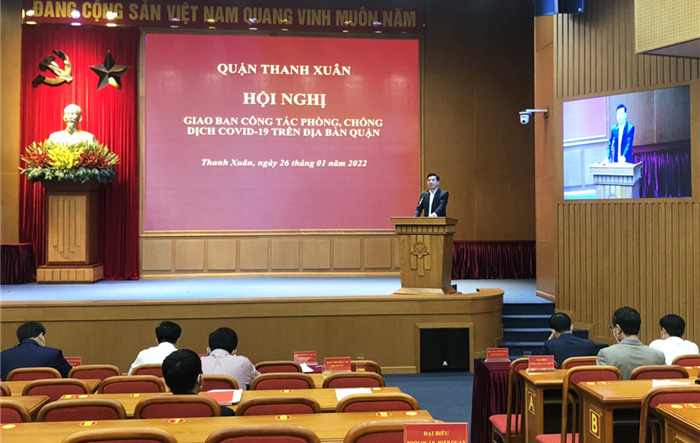 Giao ban công tác phòng, chống dịch Covid-19 trên địa bàn quận Thanh Xuân