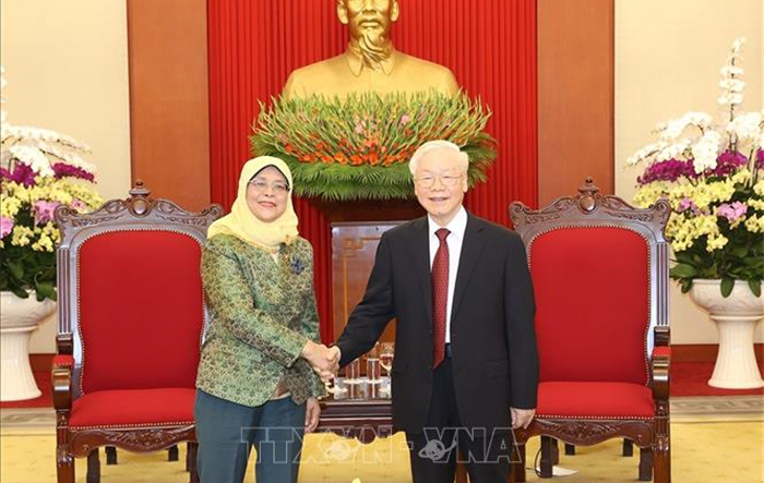 Tổng Bí thư Nguyễn Phú Trọng tiếp Tổng thống Singapore
